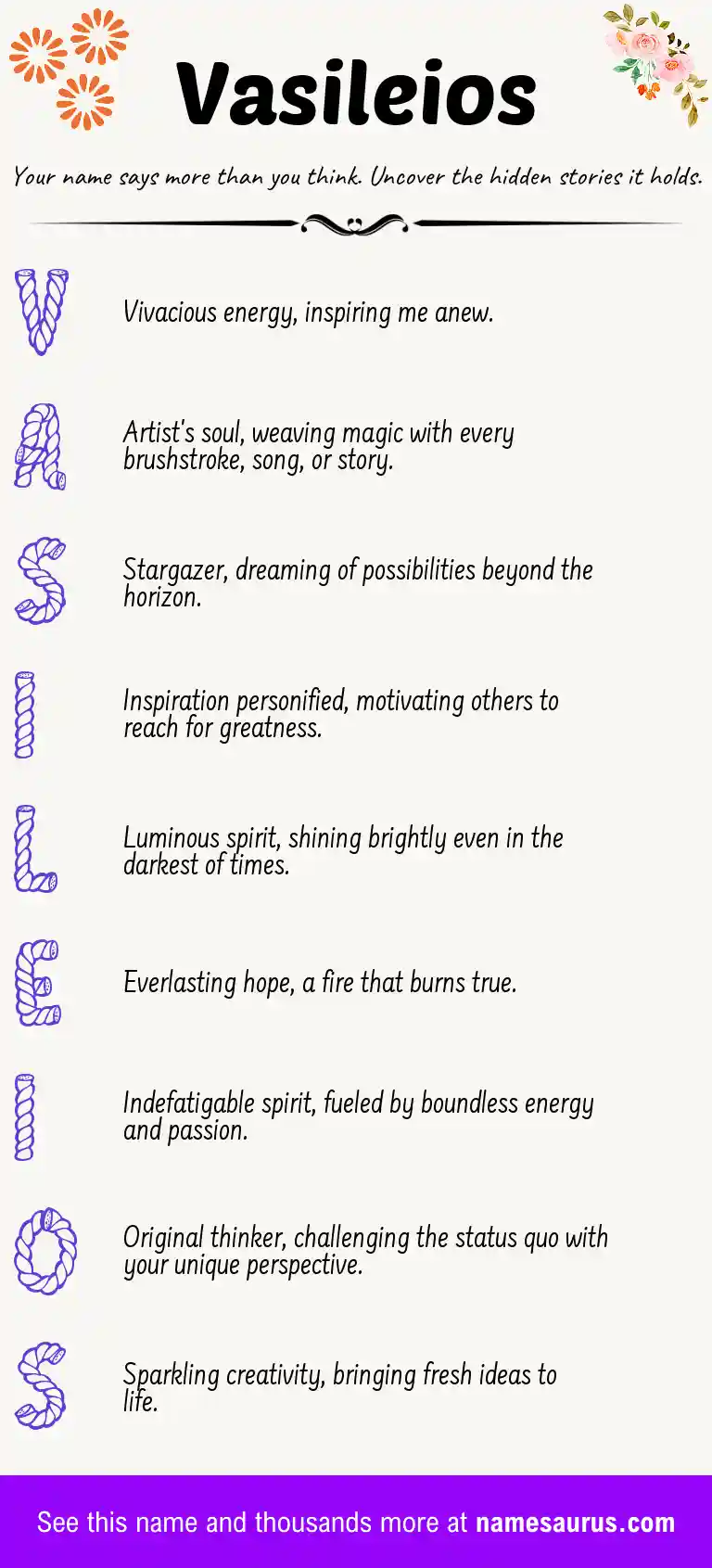 Acrostic poem about Vasileios.