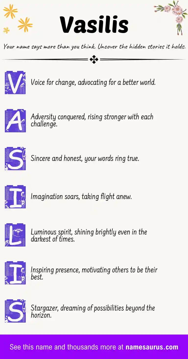 Acrostic poem about Vasilis.