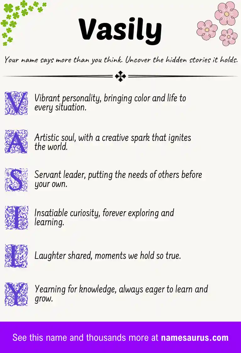 Acrostic poem about Vasily.