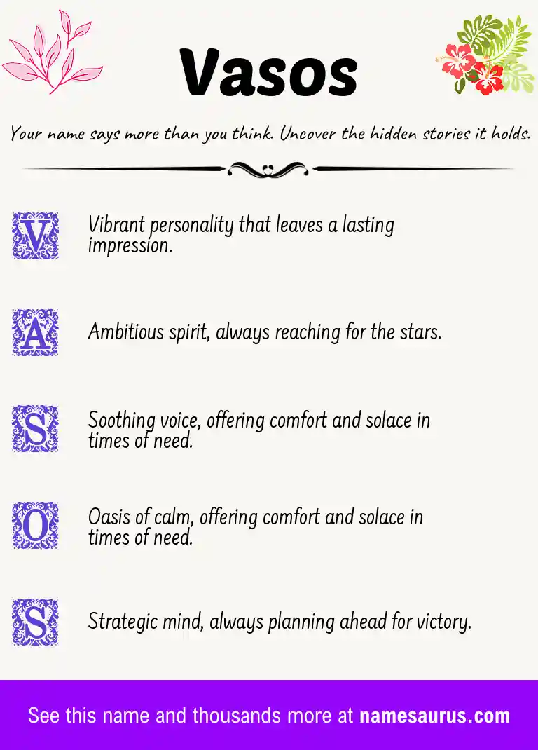 Acrostic poem about Vasos.