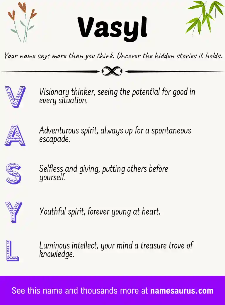 Acrostic poem about Vasyl.