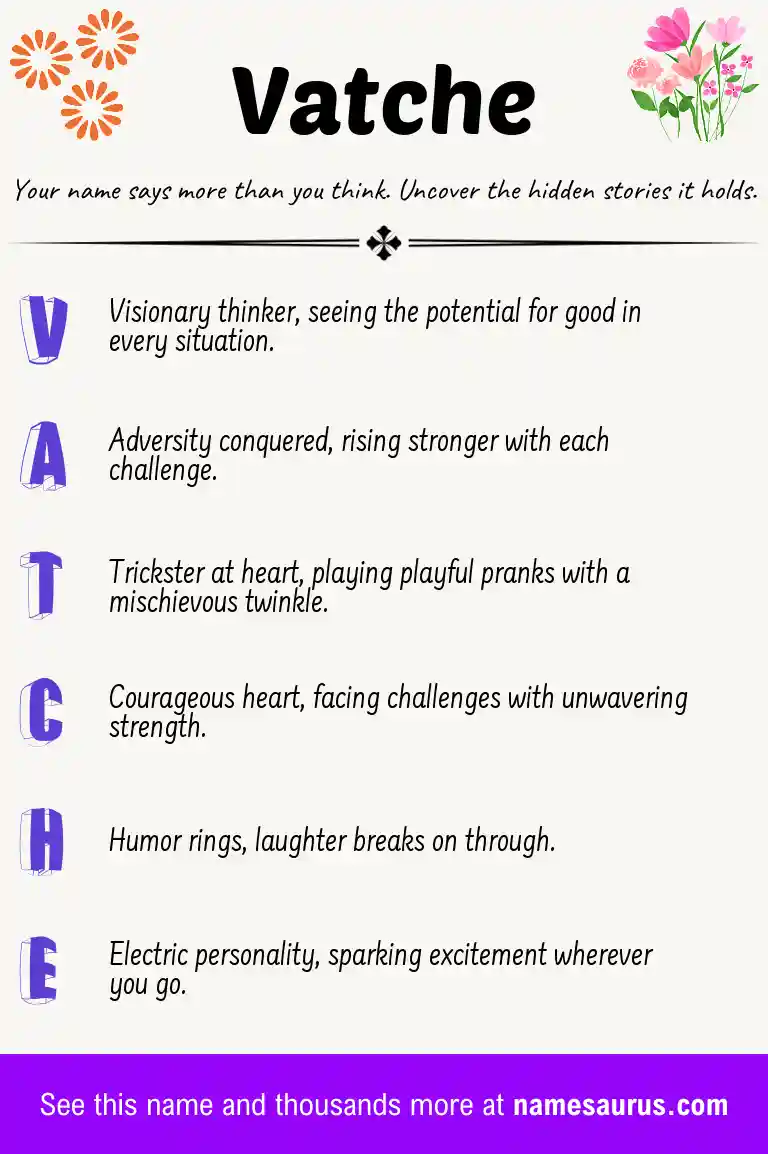 Acrostic poem about Vatche.