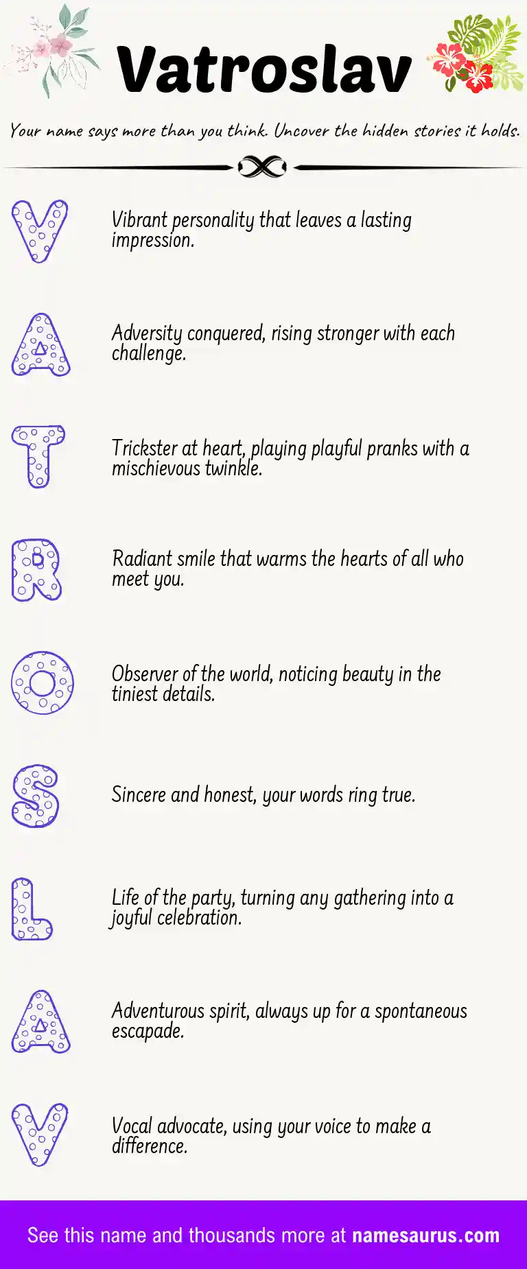 Acrostic poem about Vatroslav.