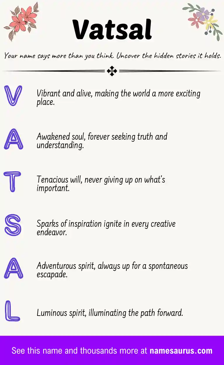 Acrostic poem about Vatsal.