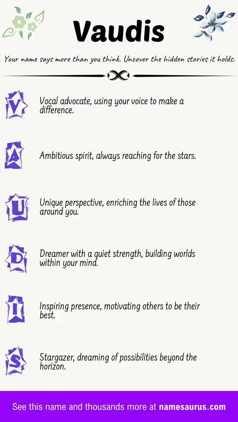 Acrostic poem about Vaudis.