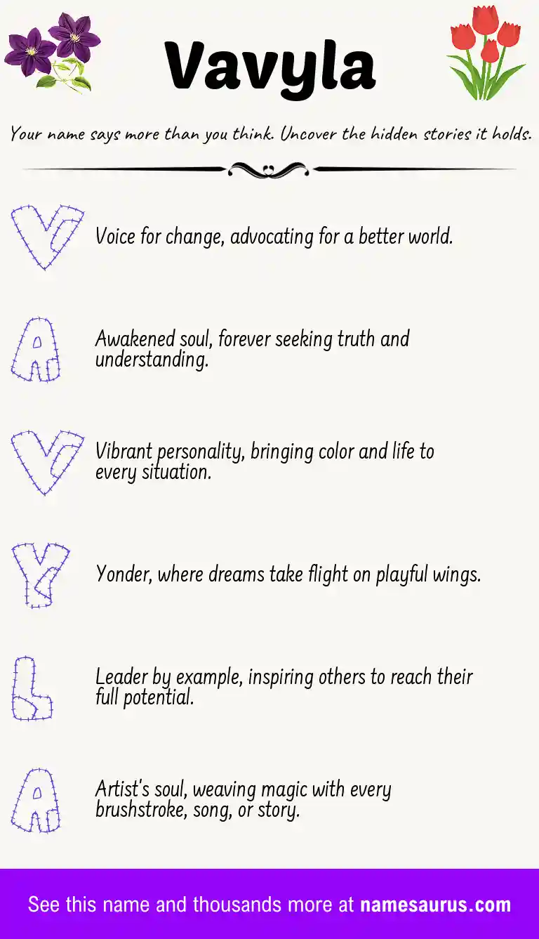 Acrostic poem about Vavyla.