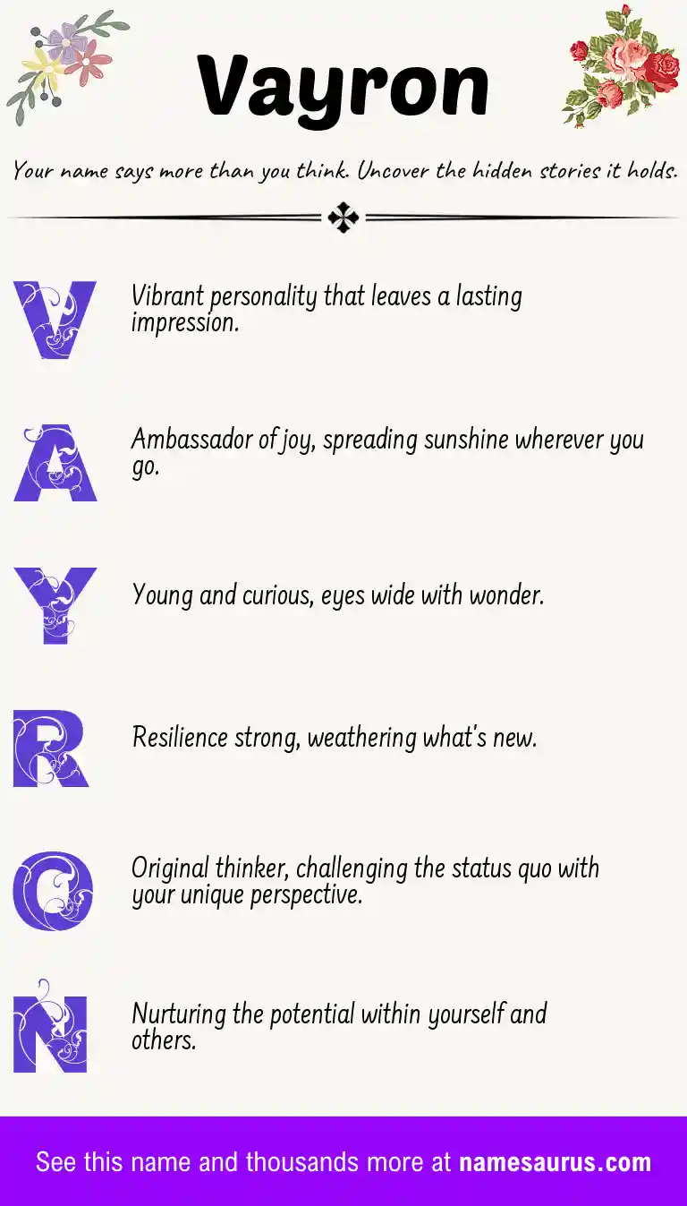 Acrostic poem about Vayron.