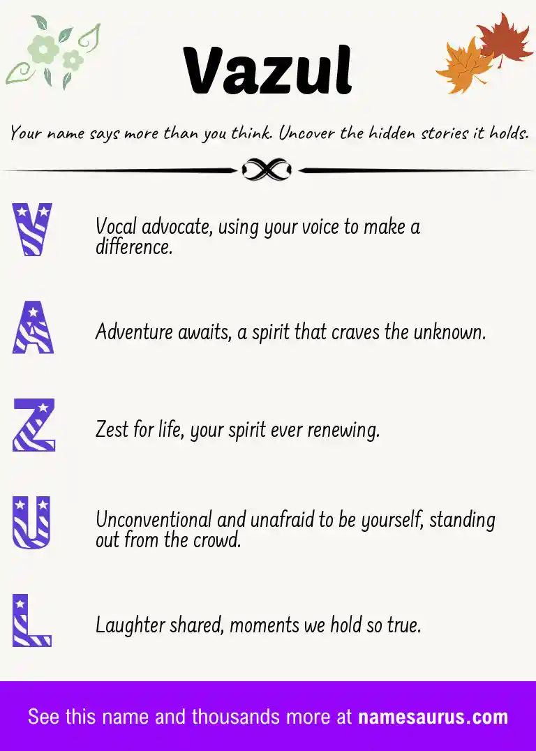 Acrostic poem about Vazul.
