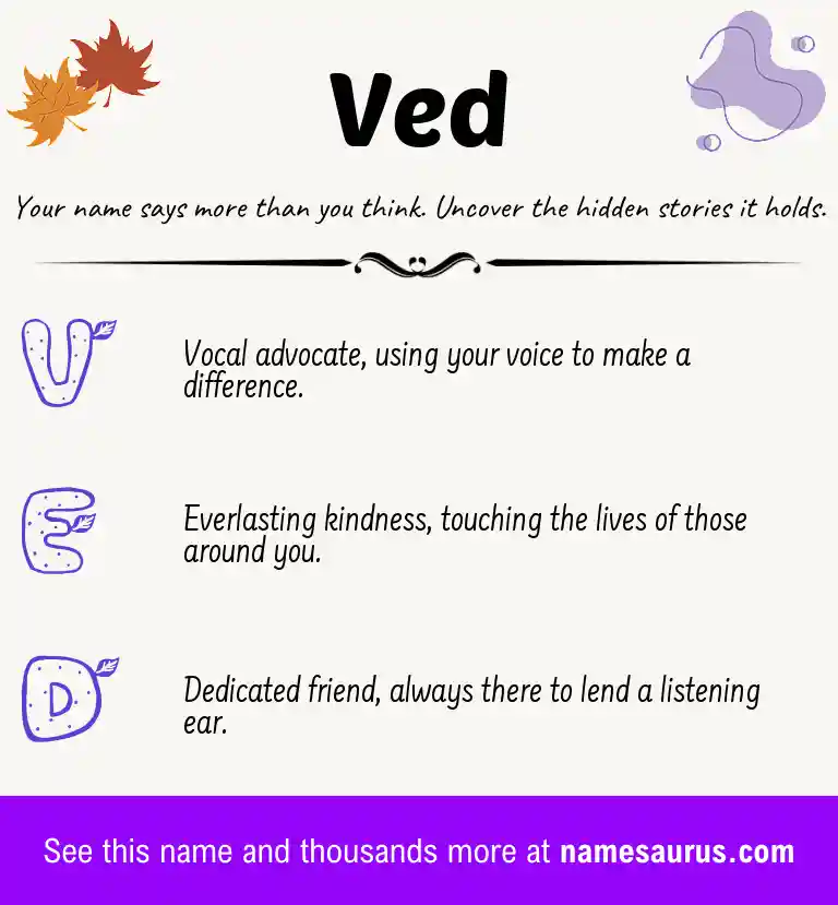 Acrostic poem about Ved.