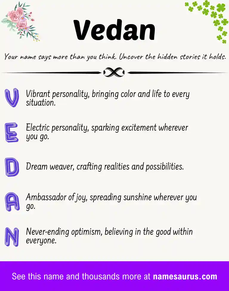 Acrostic poem about Vedan.