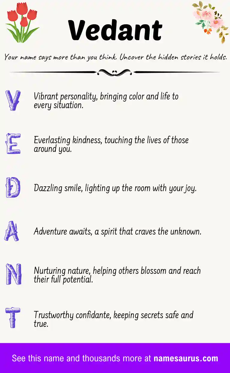 Acrostic poem about Vedant.