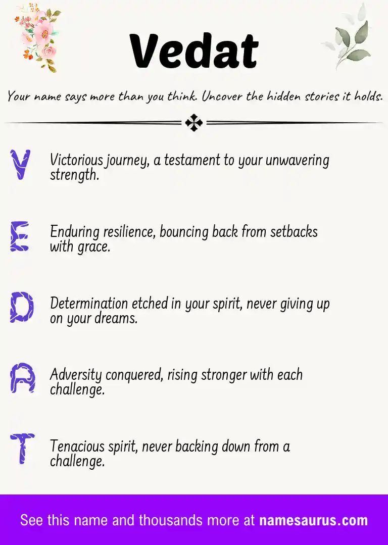 Acrostic poem about Vedat.