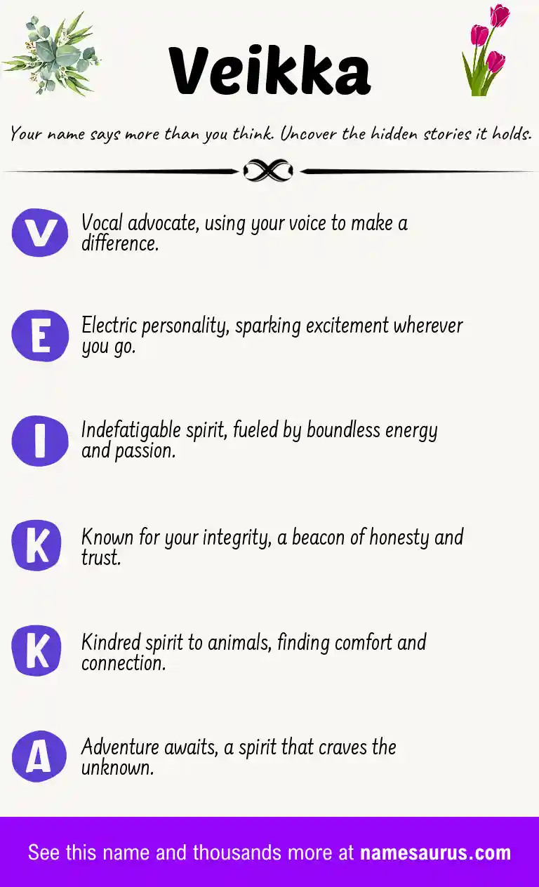 Acrostic poem about Veikka.
