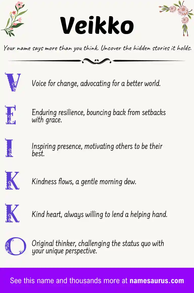 Acrostic poem about Veikko.