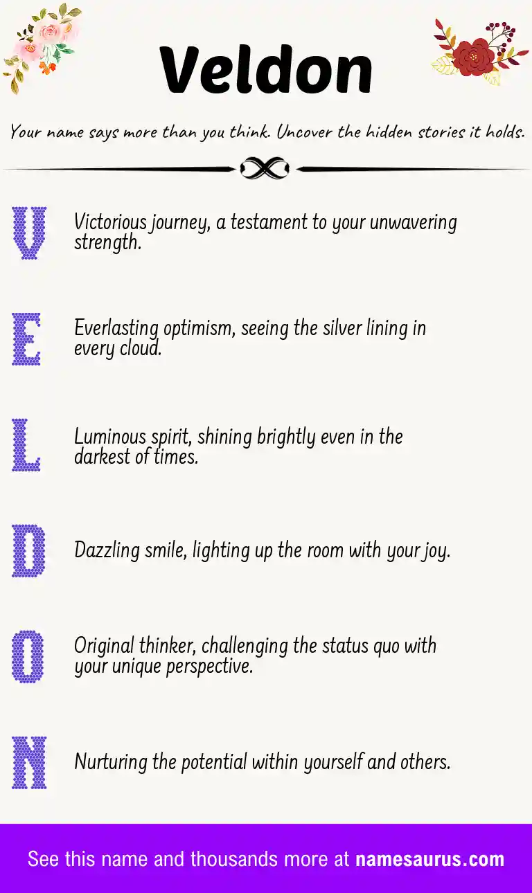 Acrostic poem about Veldon.