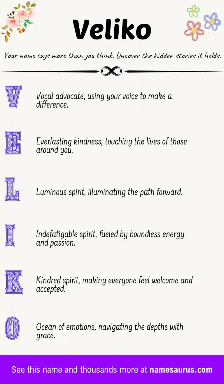 Acrostic poem about Veliko.