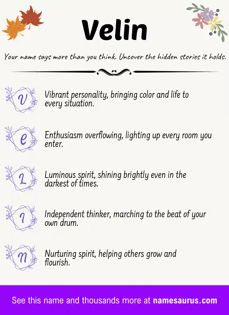 Acrostic poem about Velin.
