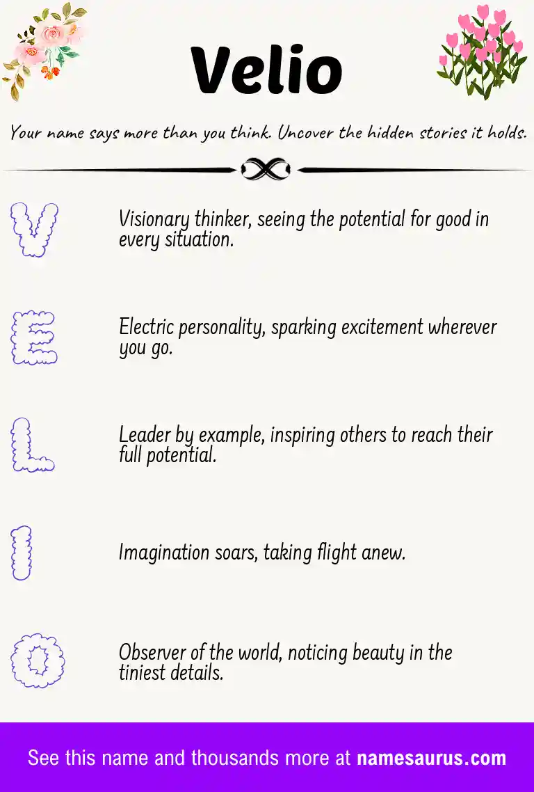 Acrostic poem about Velio.