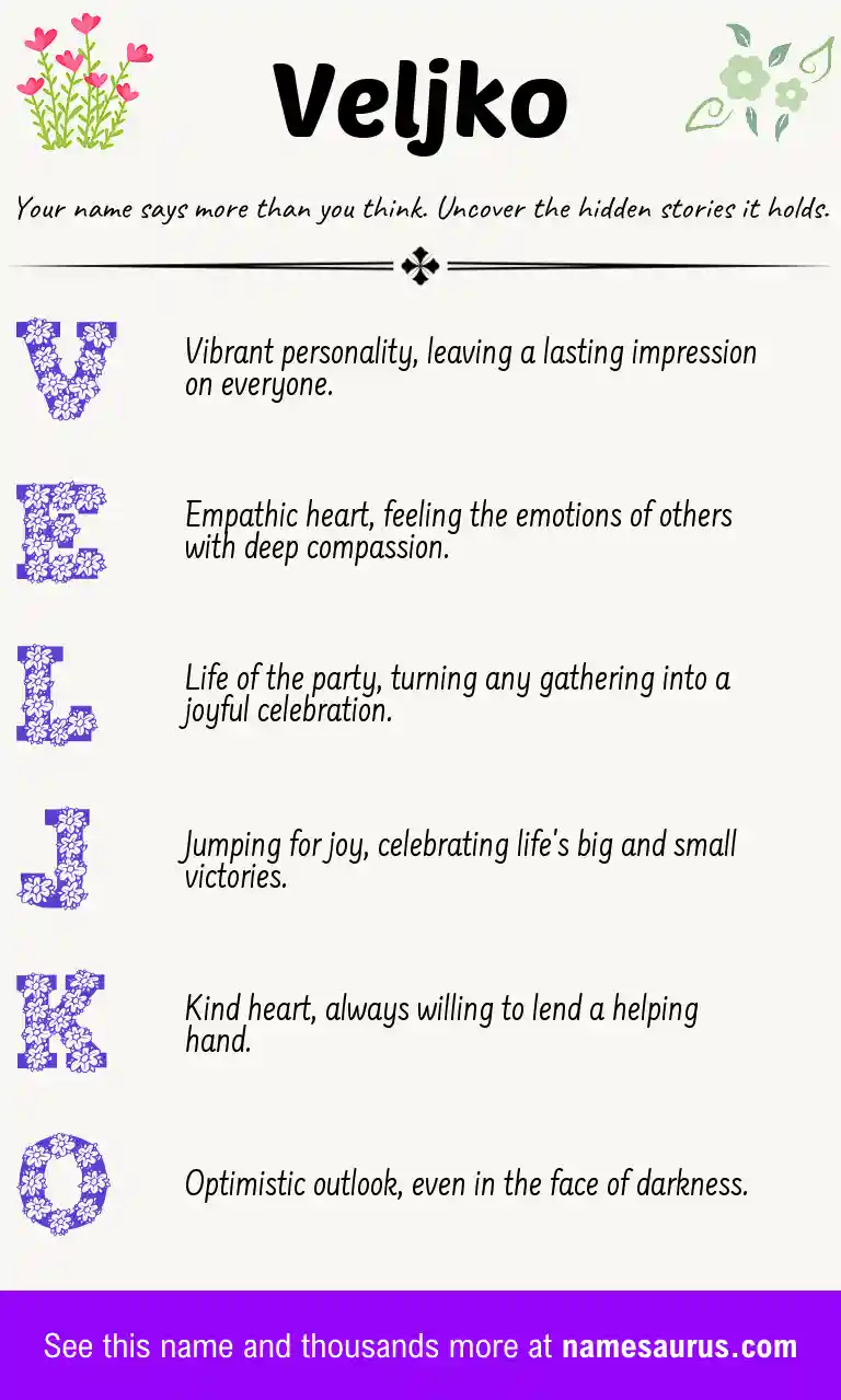 Acrostic poem about Veljko.