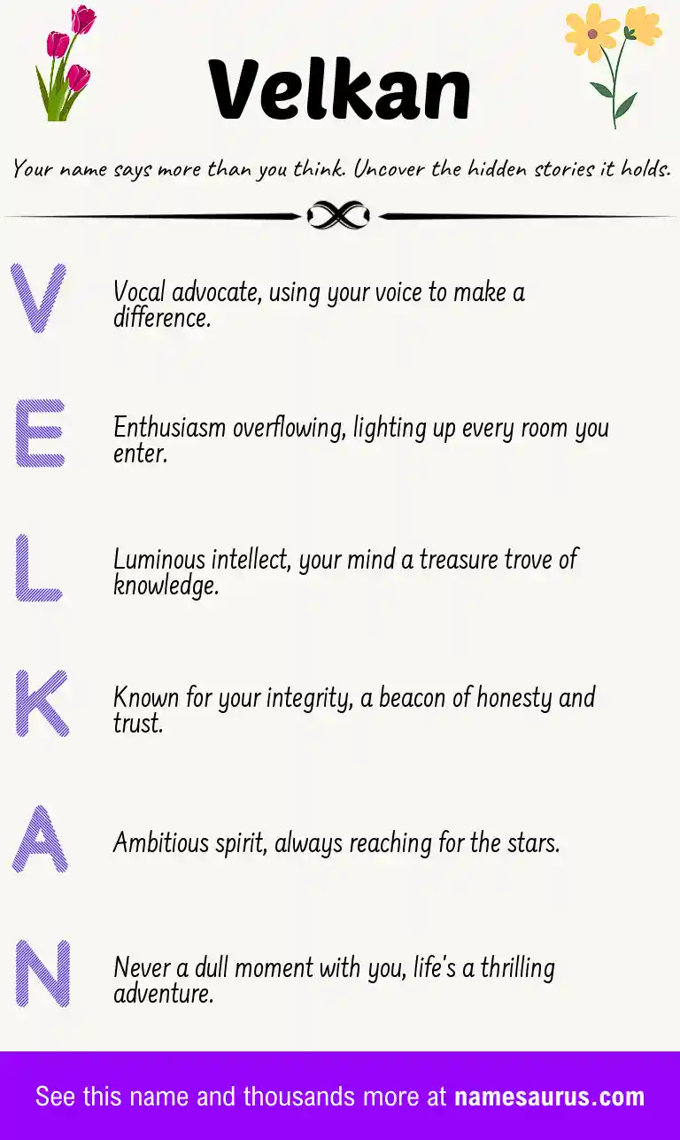 Acrostic poem about Velkan.