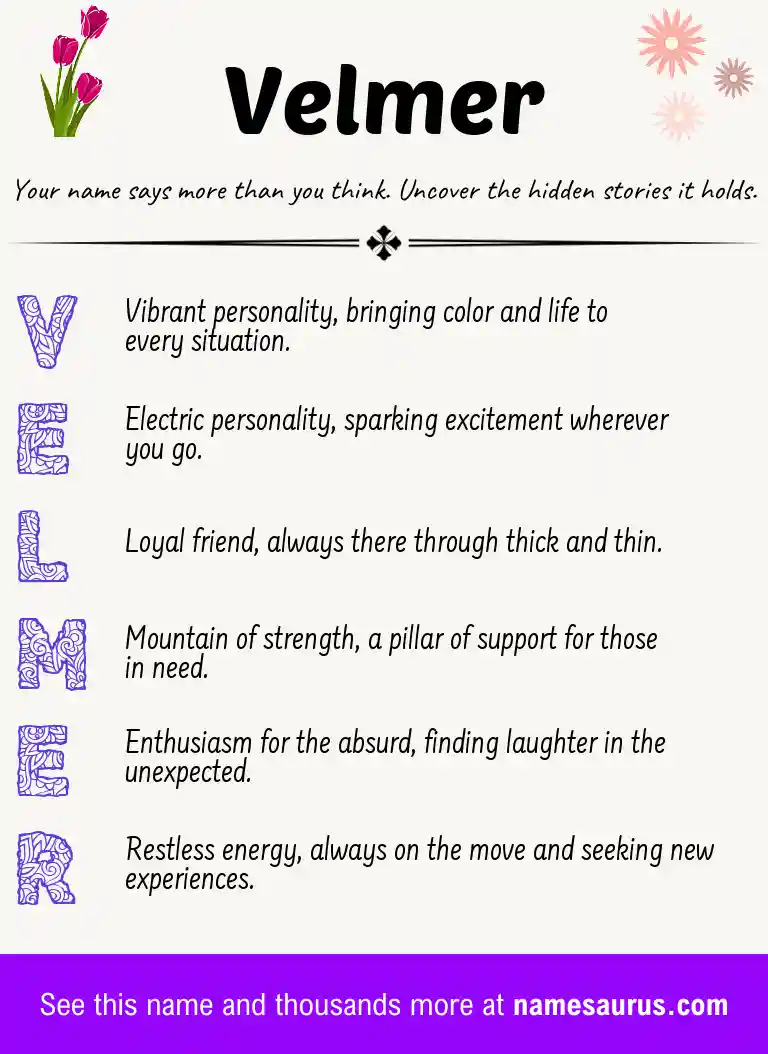 Acrostic poem about Velmer.