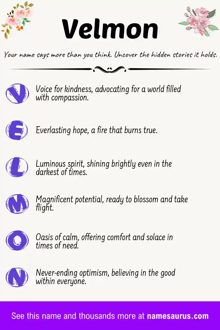 Acrostic poem about Velmon.