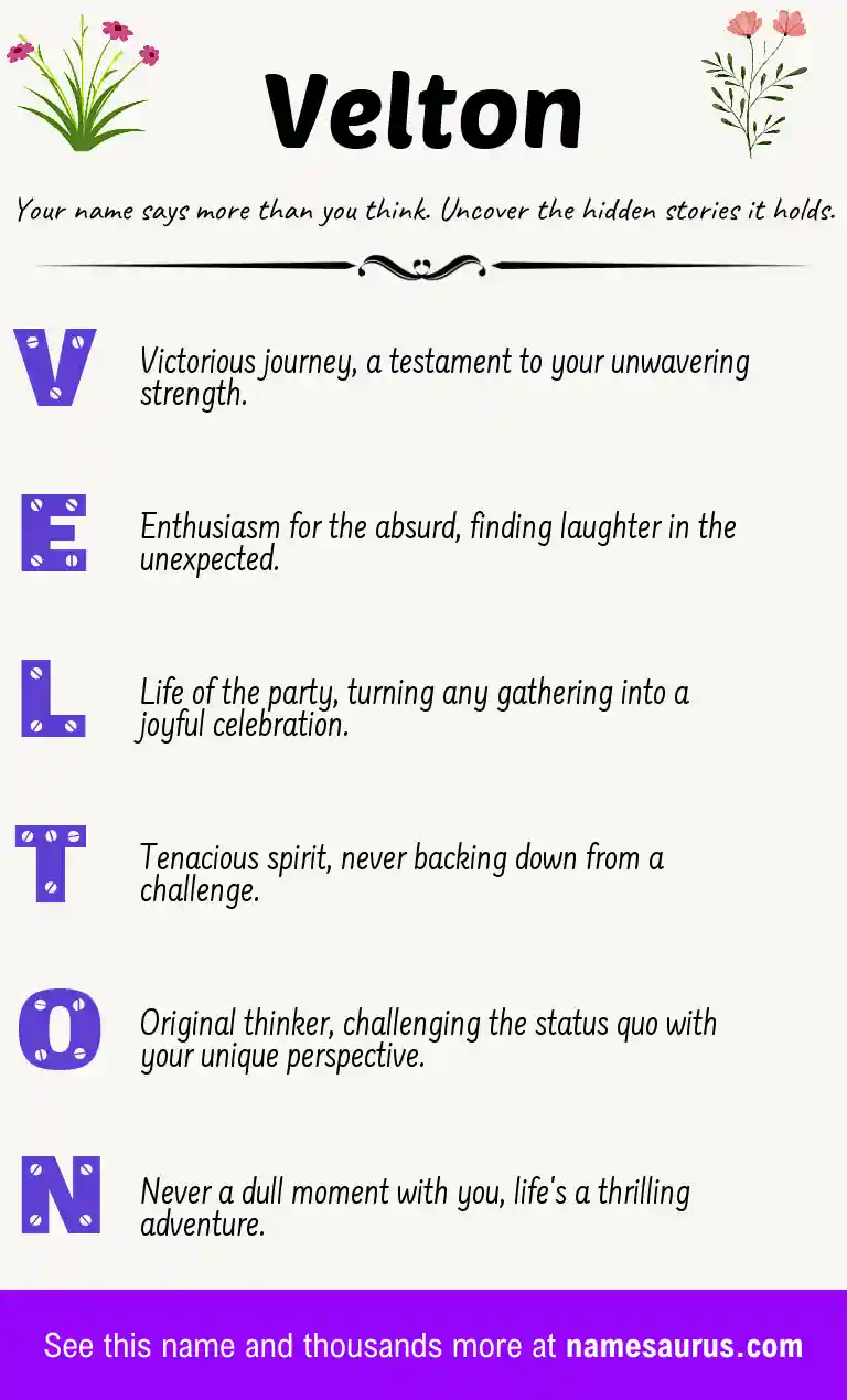 Acrostic poem about Velton.
