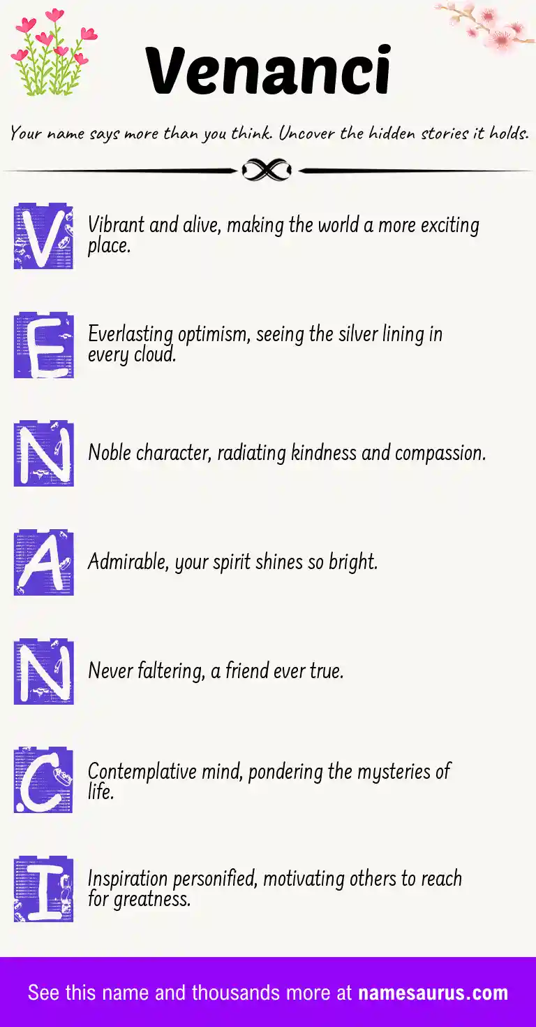 Acrostic poem about Venanci.