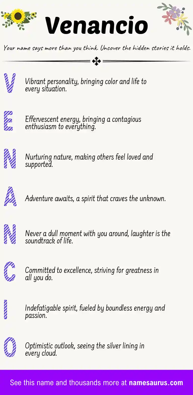 Acrostic poem about Venancio.