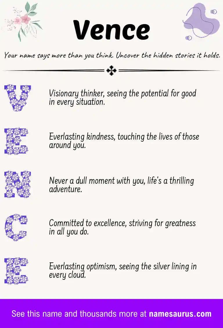 Acrostic poem about Vence.