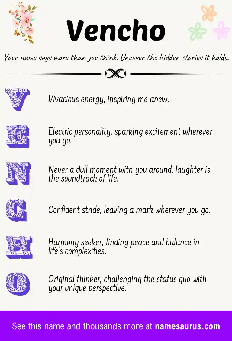 Acrostic poem about Vencho.