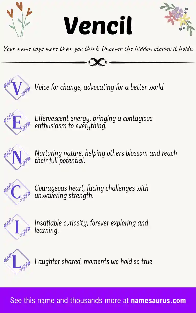 Acrostic poem about Vencil.