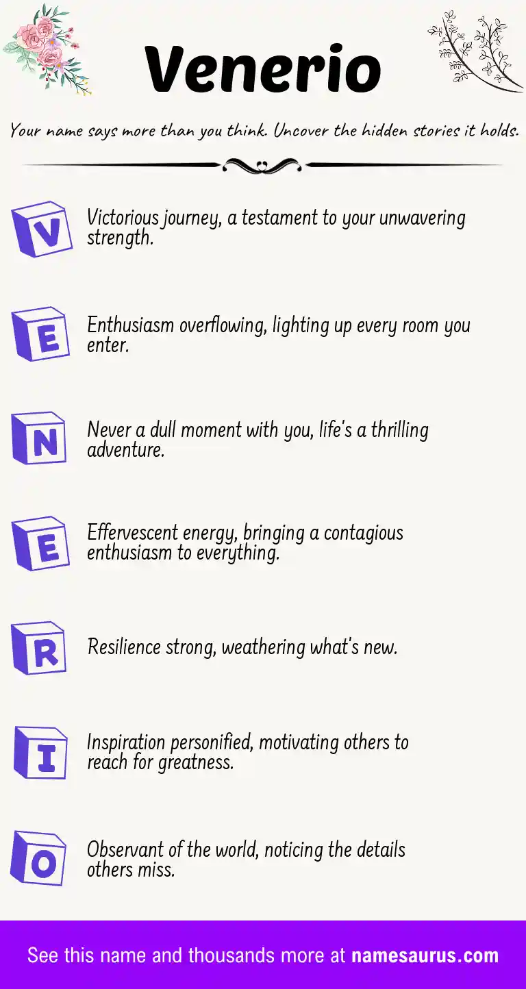 Acrostic poem about Venerio.