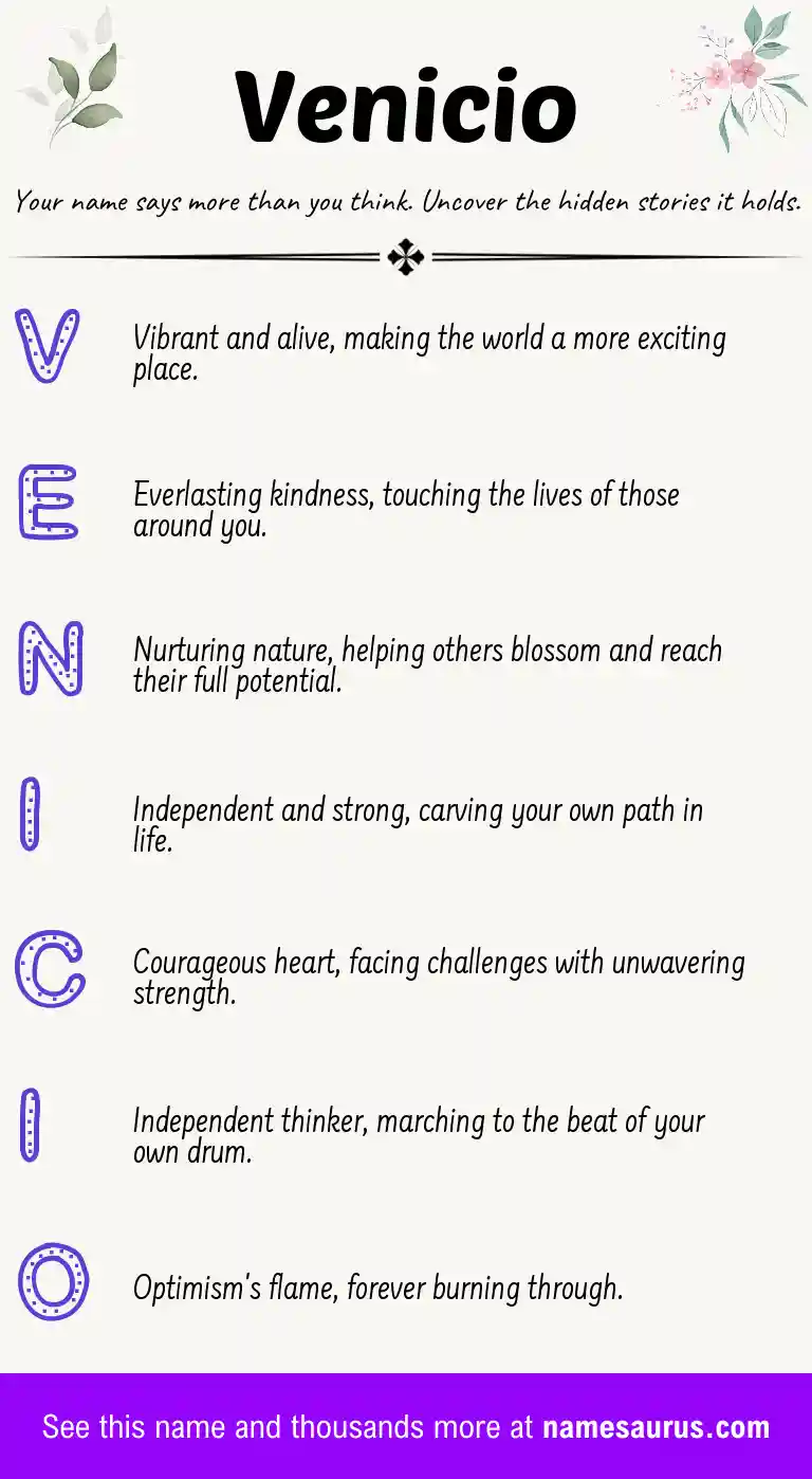 Acrostic poem about Venicio.
