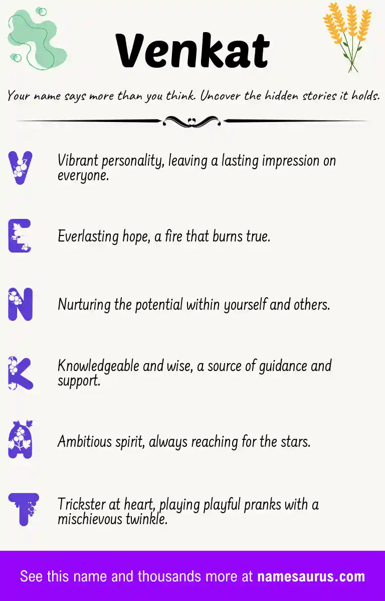 Acrostic poem about Venkat.