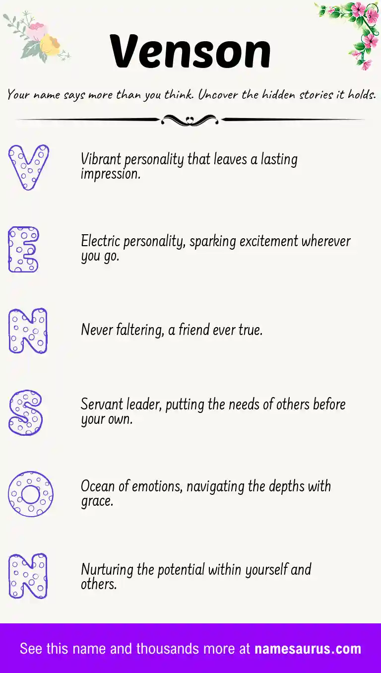 Acrostic poem about Venson.