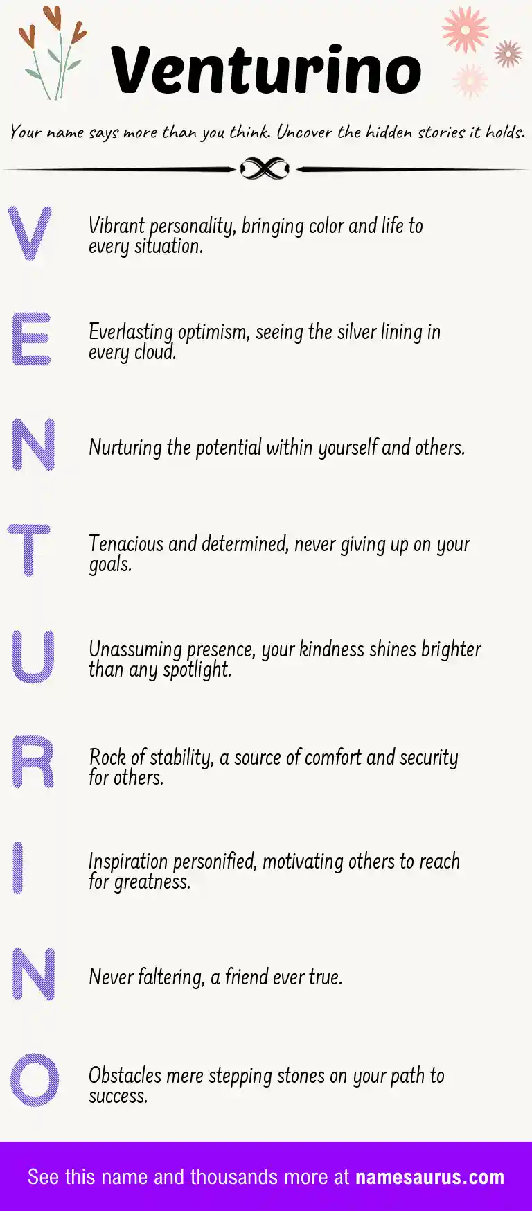 Acrostic poem about Venturino.