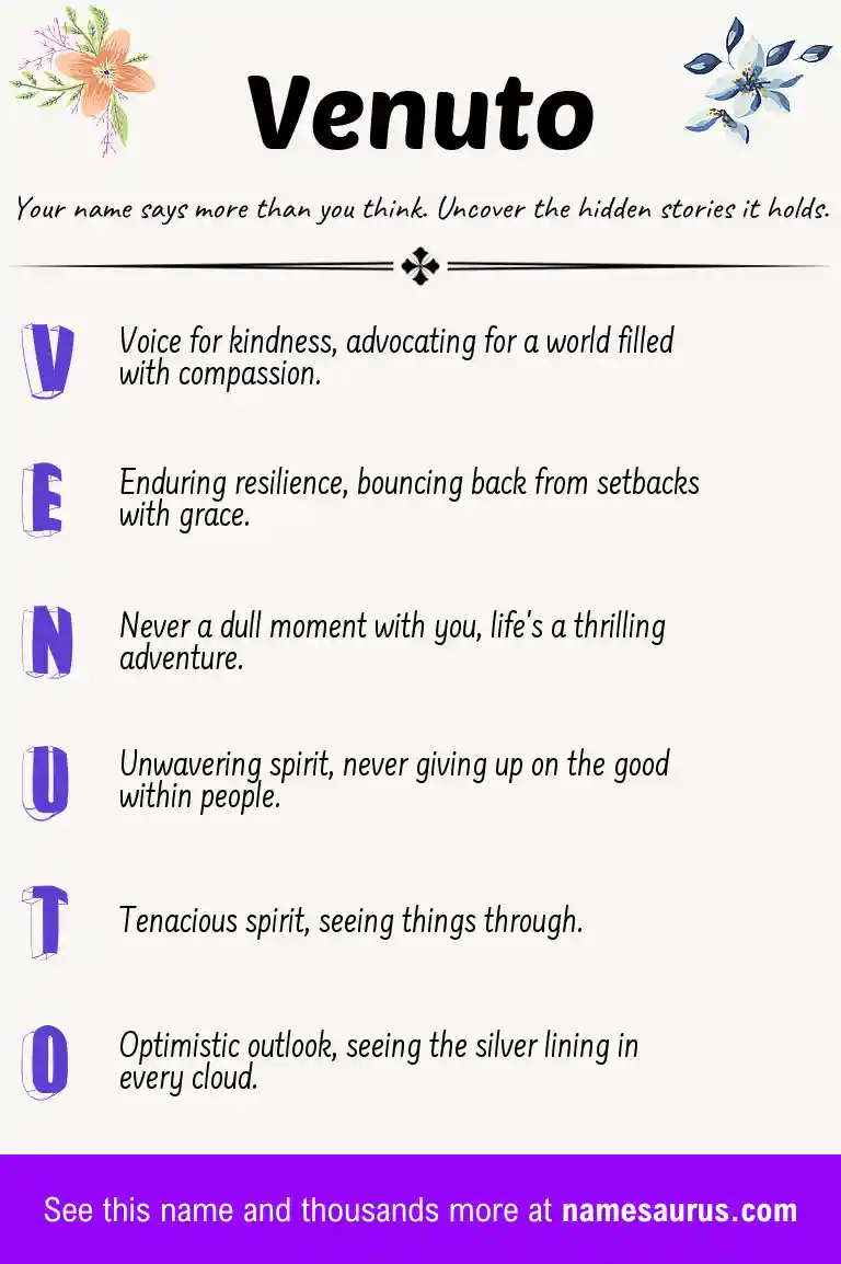 Acrostic poem about Venuto.