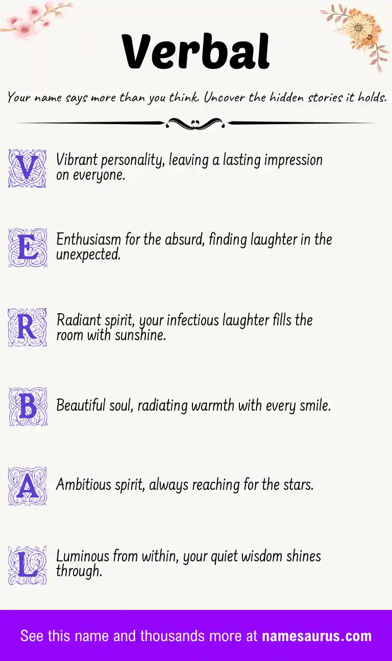 Acrostic poem about Verbal.