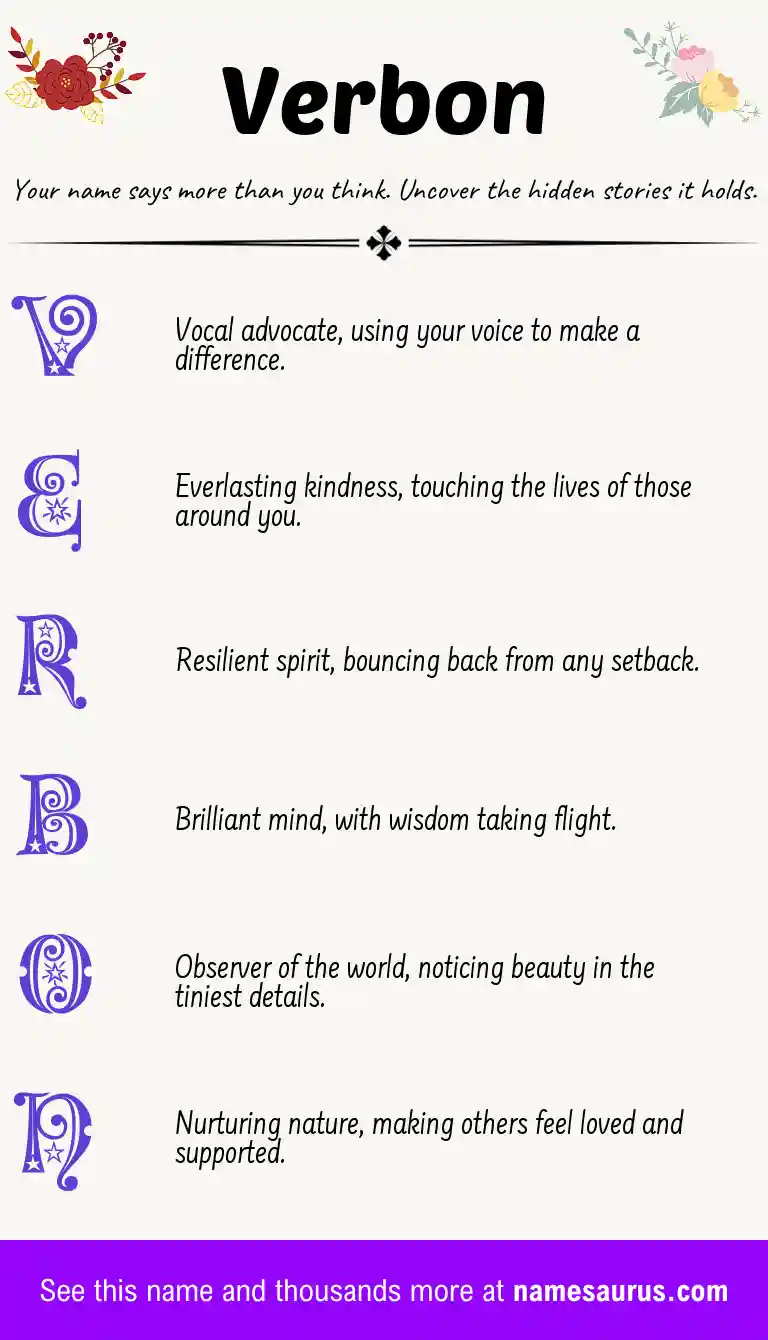 Acrostic poem about Verbon.