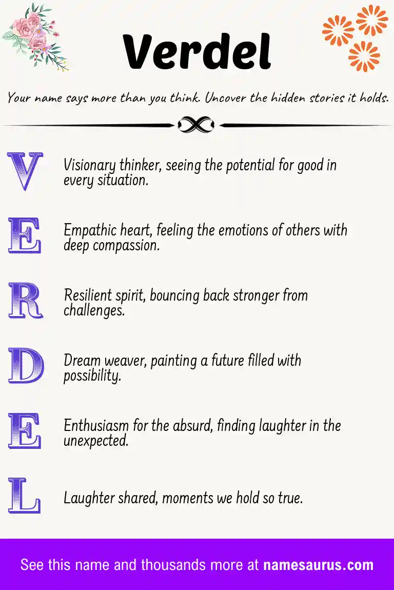 Acrostic poem about Verdel.