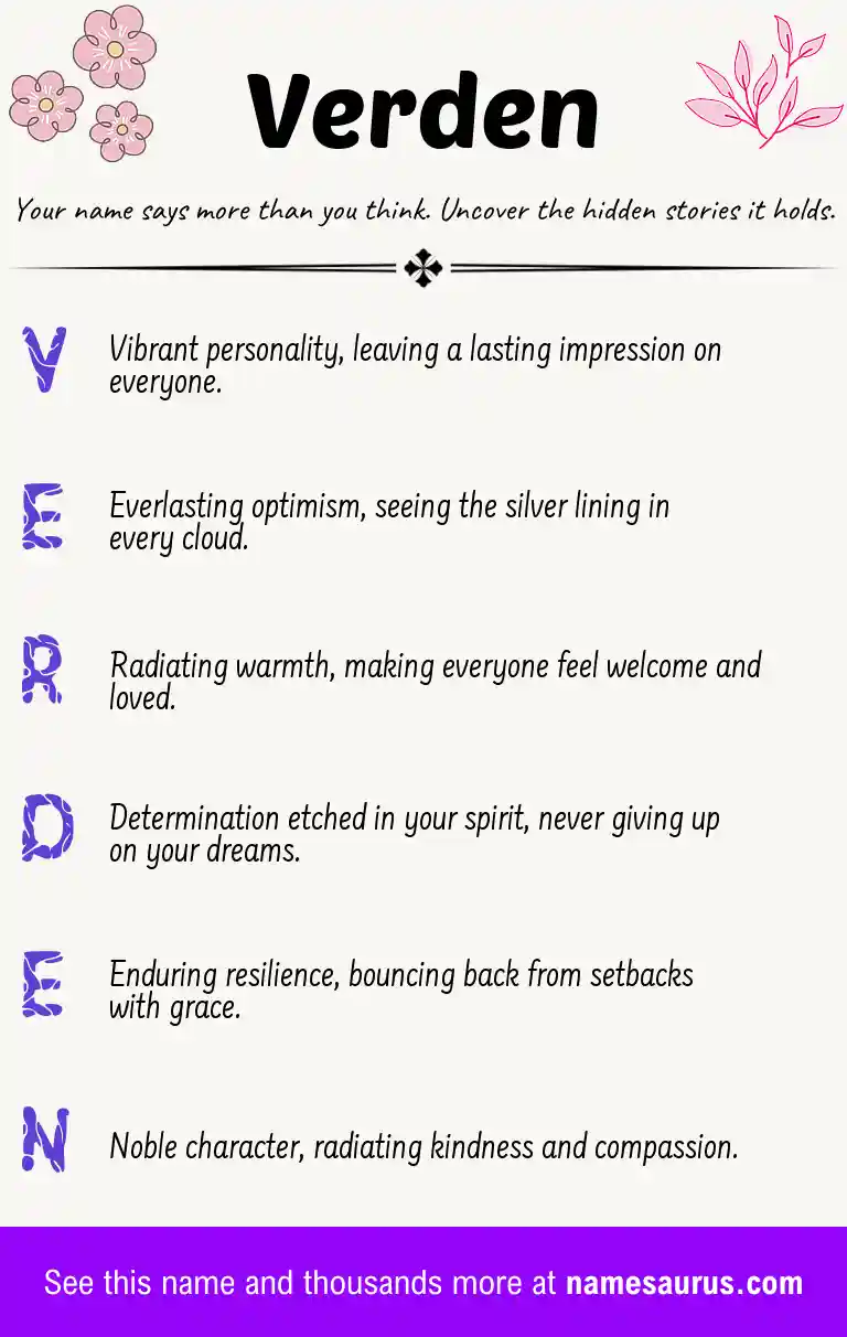 Acrostic poem about Verden.