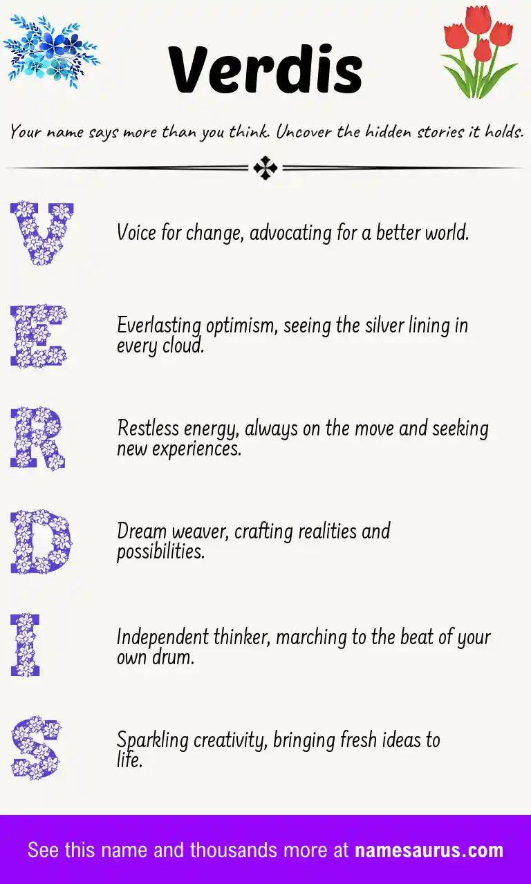 Acrostic poem about Verdis.