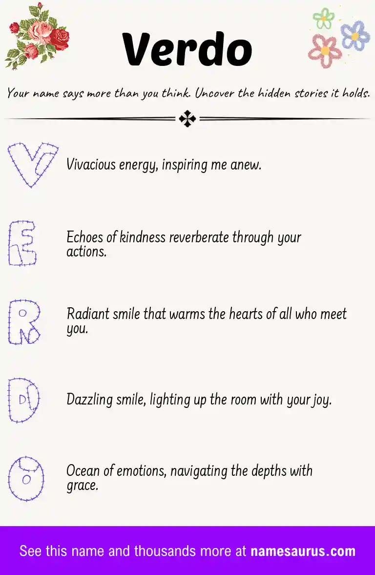 Acrostic poem about Verdo.