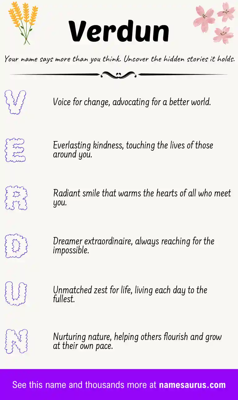 Acrostic poem about Verdun.