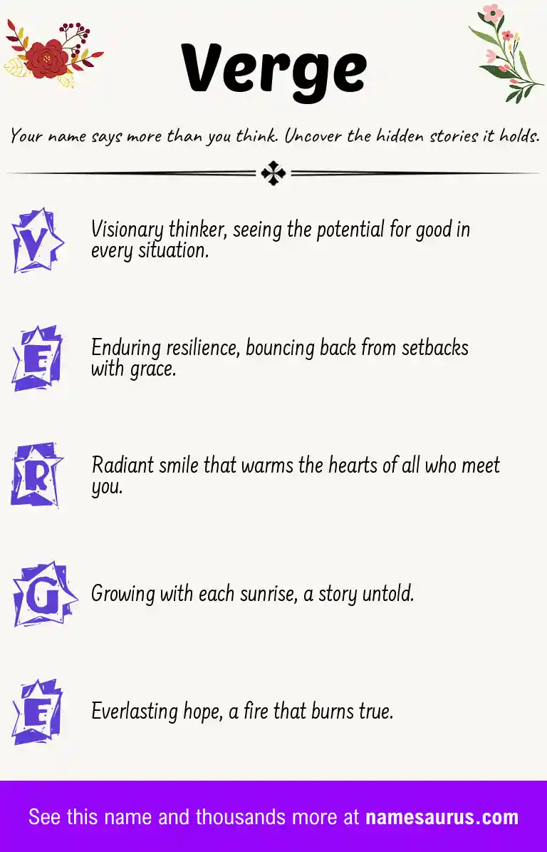 Acrostic poem about Verge.