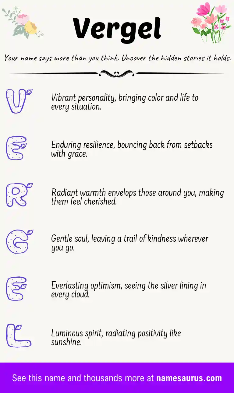 Acrostic poem about Vergel.