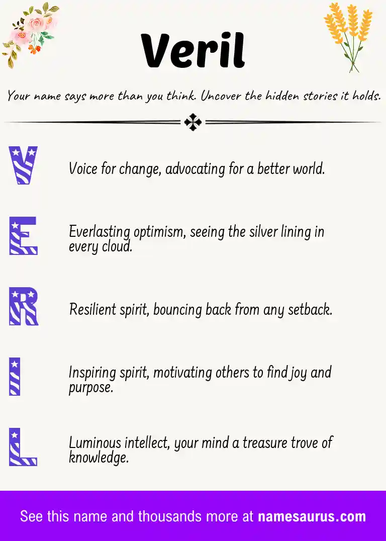 Acrostic poem about Veril.