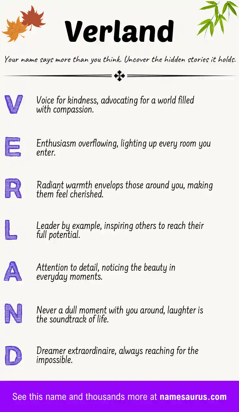 Acrostic poem about Verland.