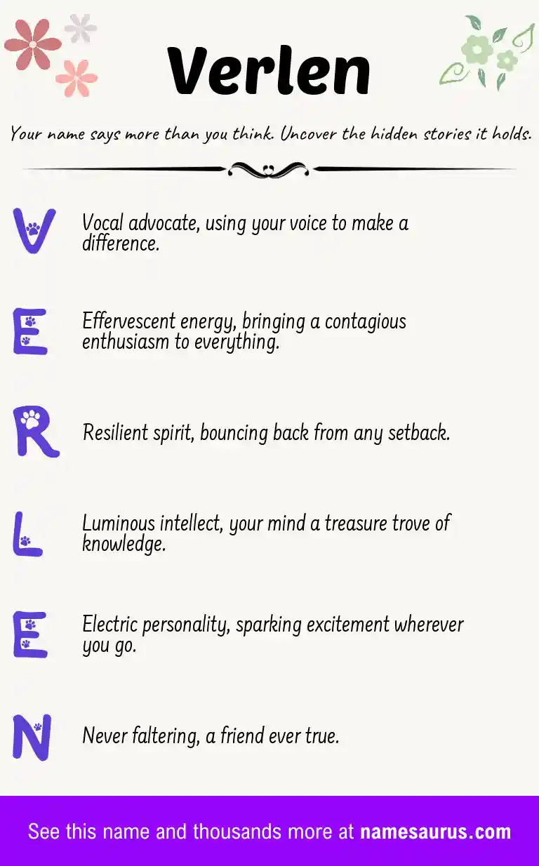 Acrostic poem about Verlen.